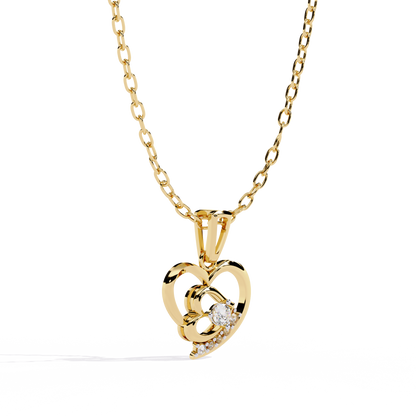 Yellow gold solitaire style pendant with lab grown diamonds – for sale in India online