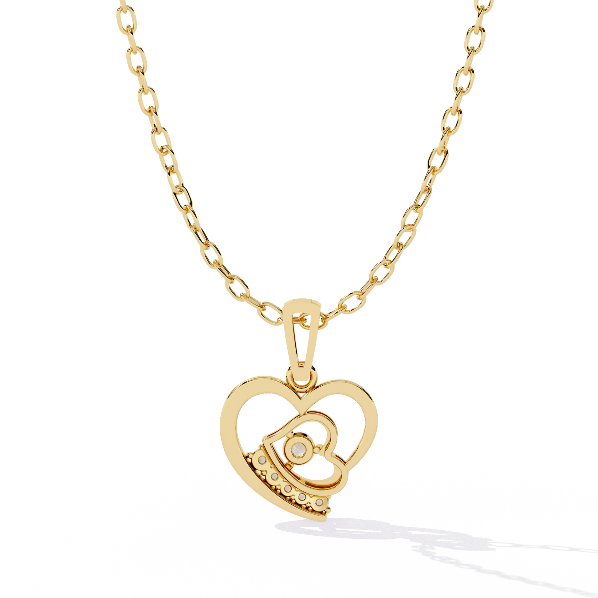 Affordable lab grown diamond pendant in India with double heart design for women

