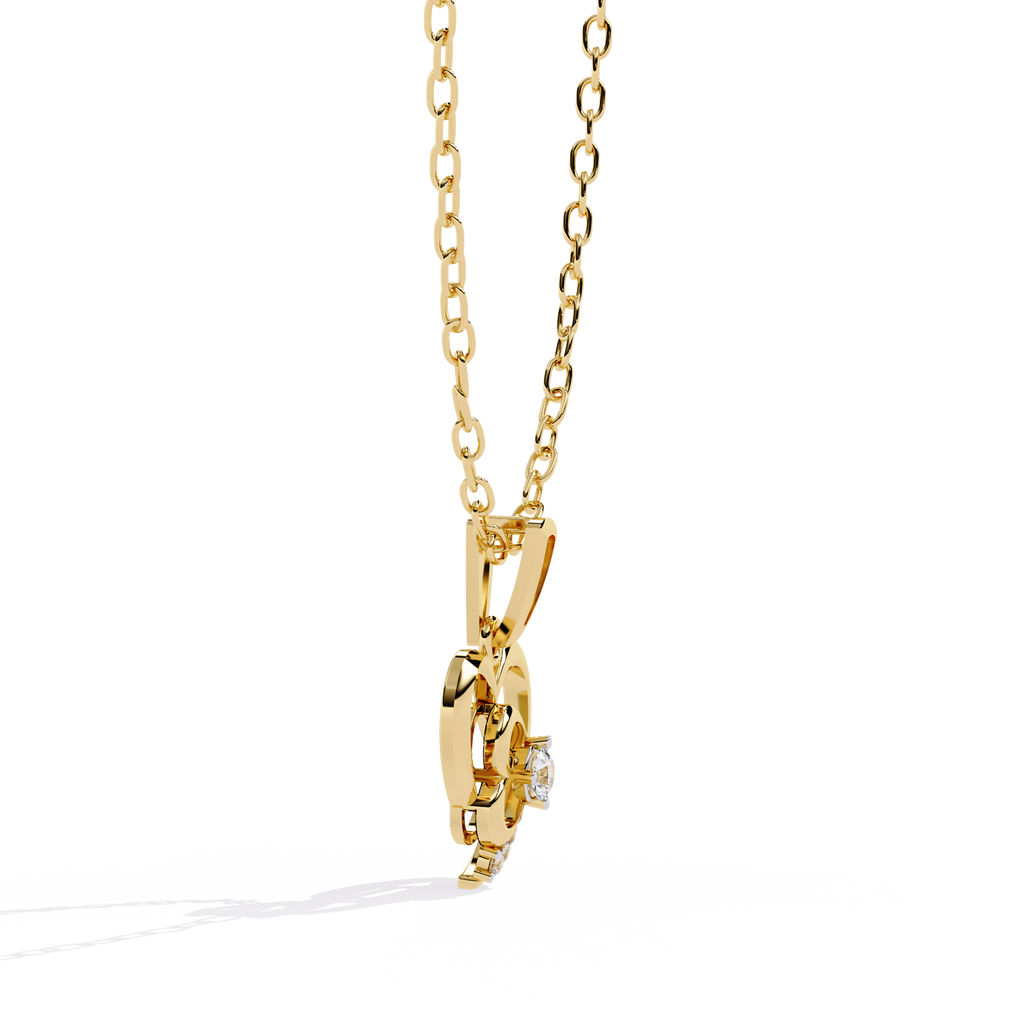 Yellow gold lab grown diamond pendant with solitaire diamond Online India at best price