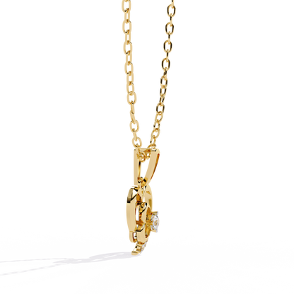 Yellow gold lab grown diamond pendant with solitaire diamond Online India at best price