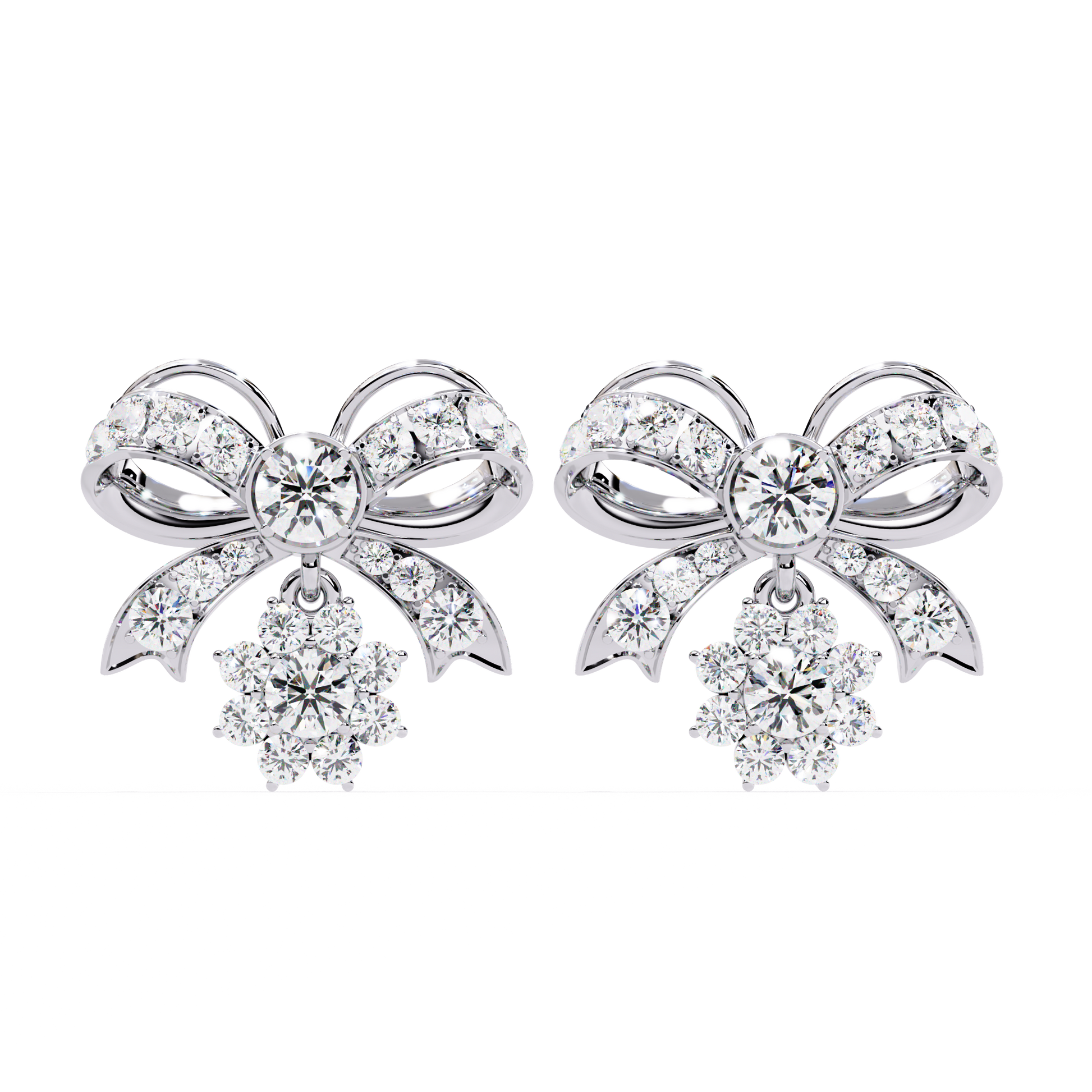 Luxury Floral Round Diamond Stud Earrings – Multi-Stone Cluster Design