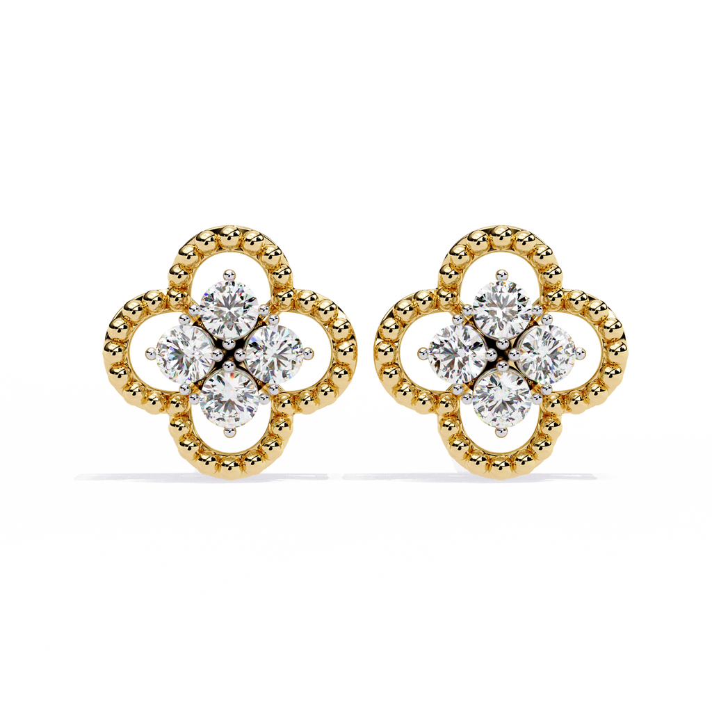 Clover Diamond Stud Earrings for Women