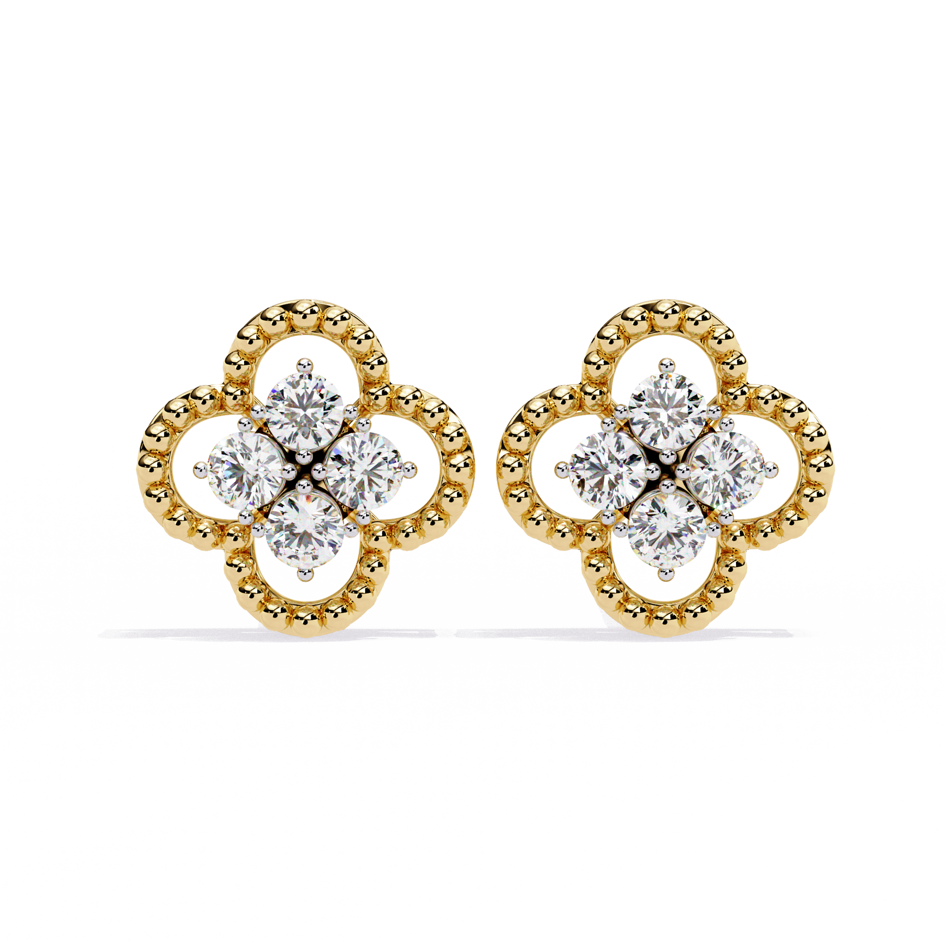 Clover Diamond Stud Earrings for Women