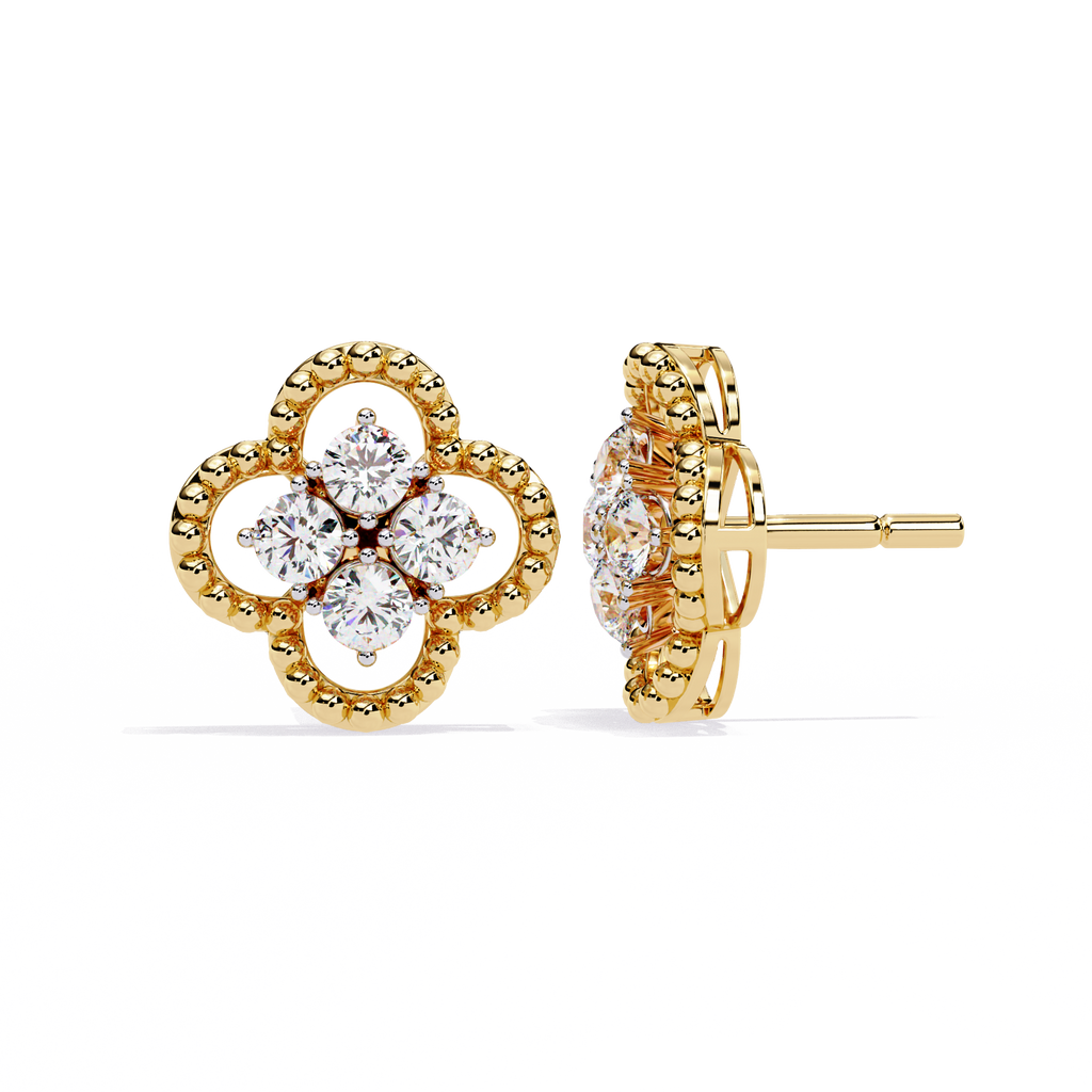 Clover Diamond Stud Earrings for Women