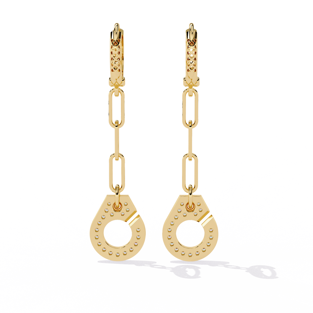 Geometric Drop Diamond Earrings for Women | Long Dangle Earrings