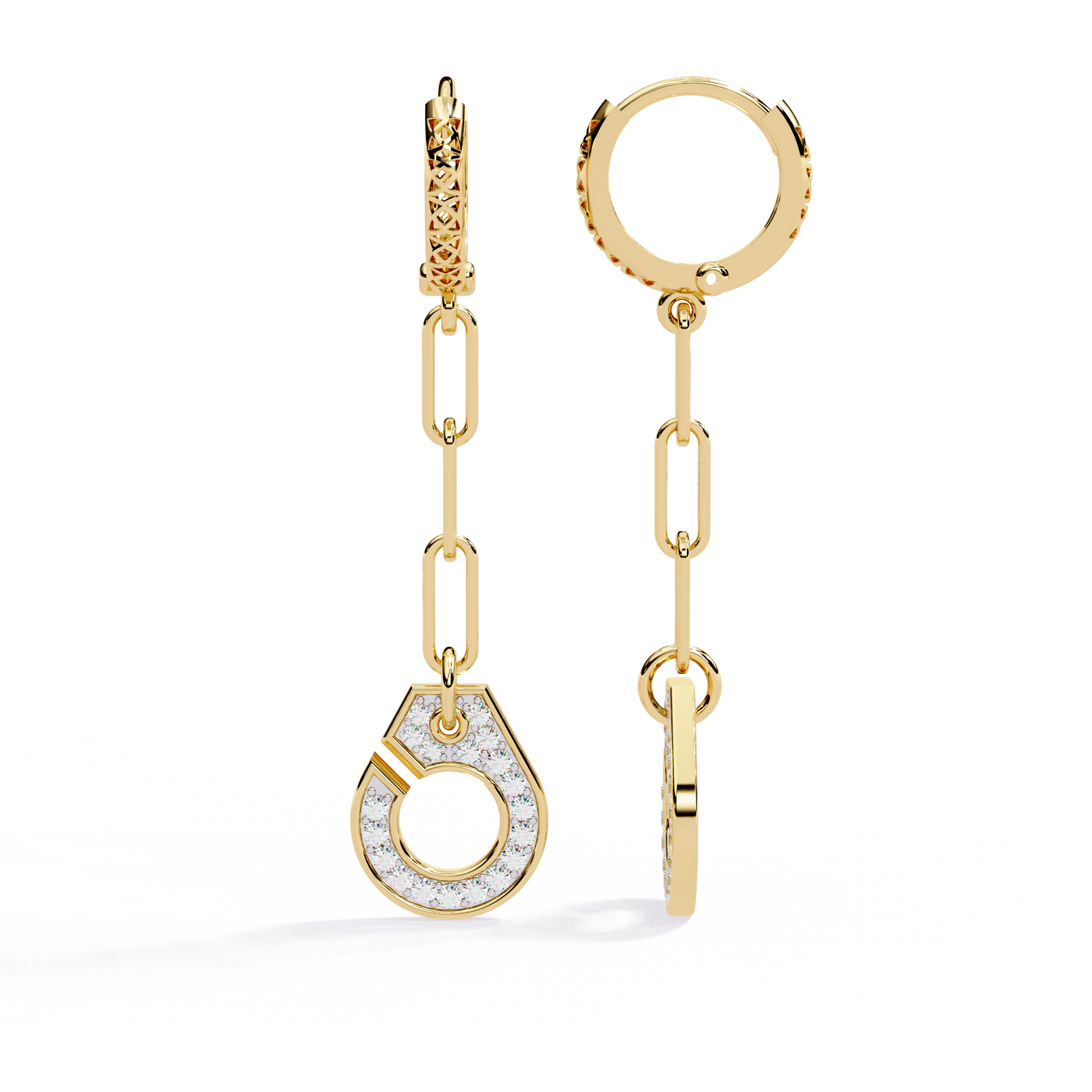 Geometric Drop Diamond Earrings for Women | Long Dangle Earrings