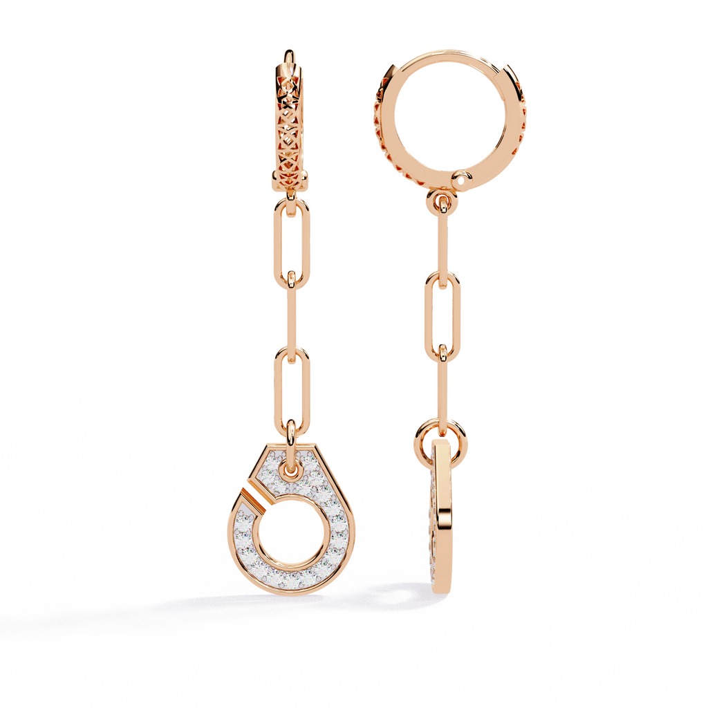 Geometric Drop Diamond Earrings for Women | Long Dangle Earrings