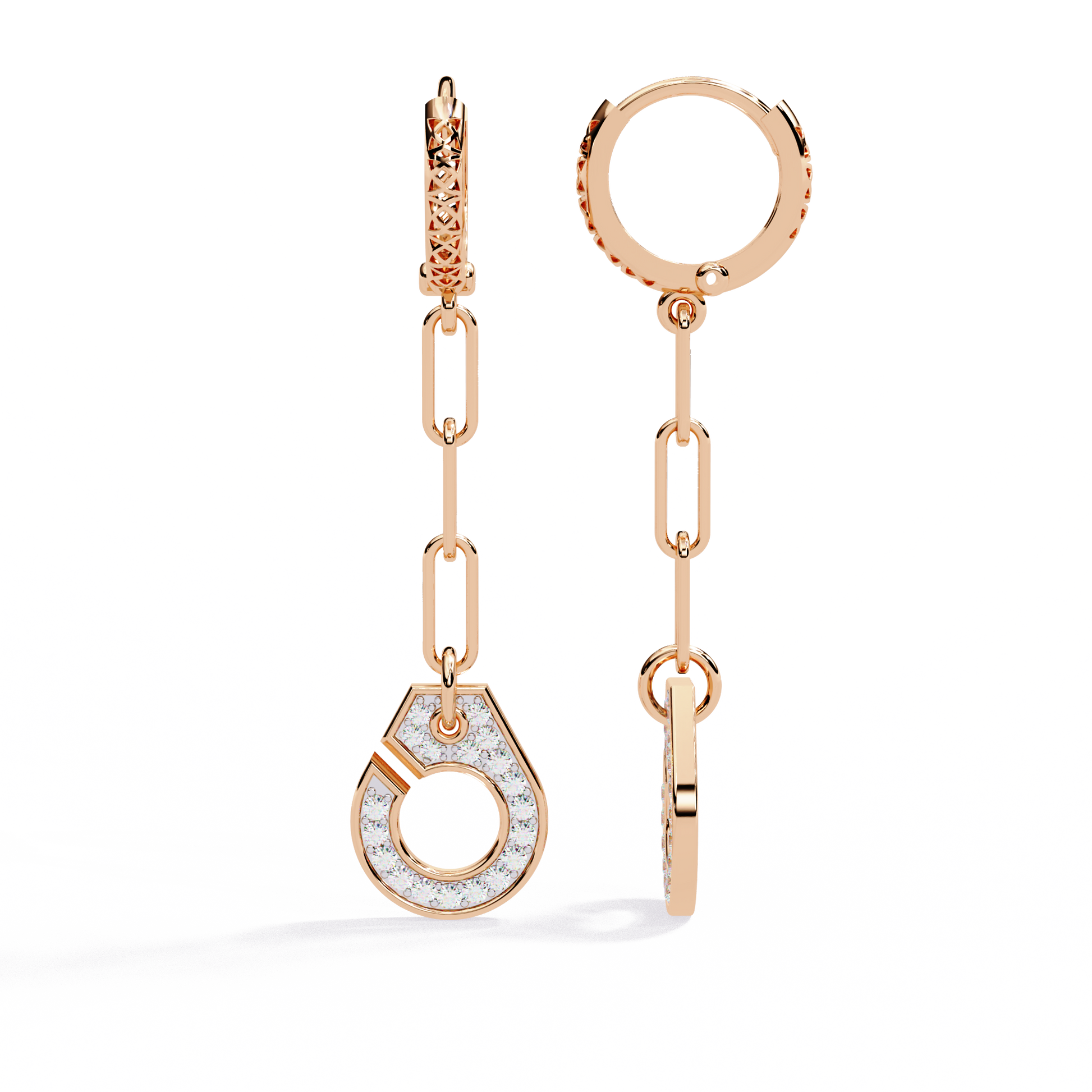 Geometric Drop Diamond Earrings for Women | Long Dangle Earrings