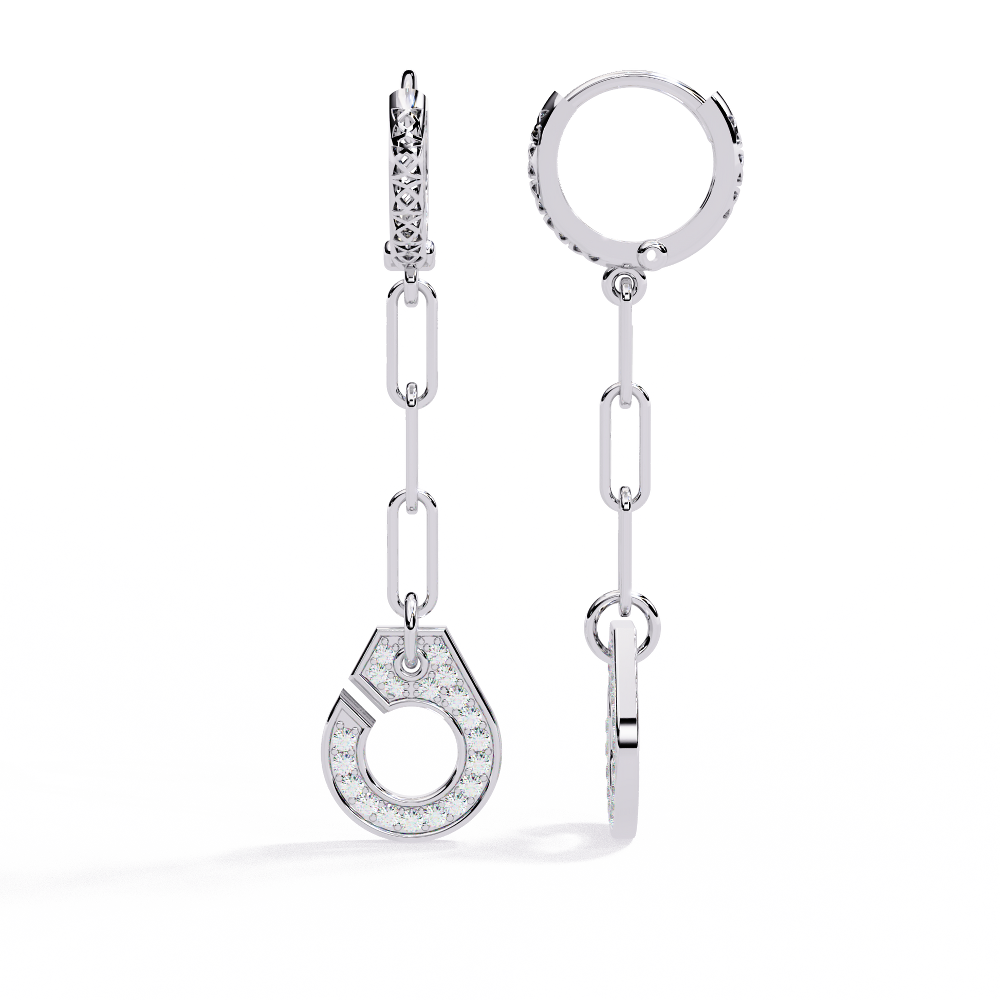 Geometric Drop Diamond Earrings for Women | Long Dangle Earrings