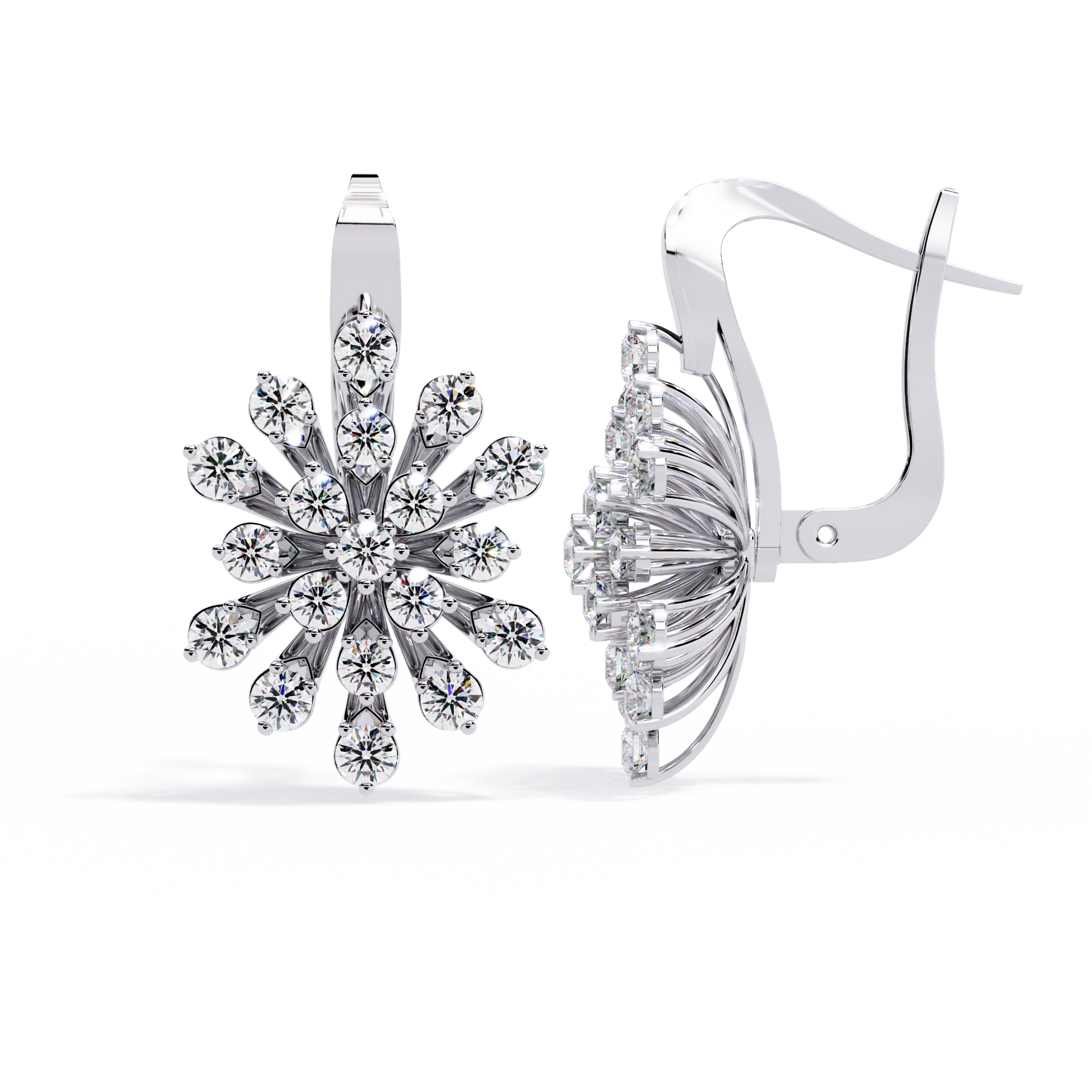 Round Diamond Floral Hoop Earrings for Women