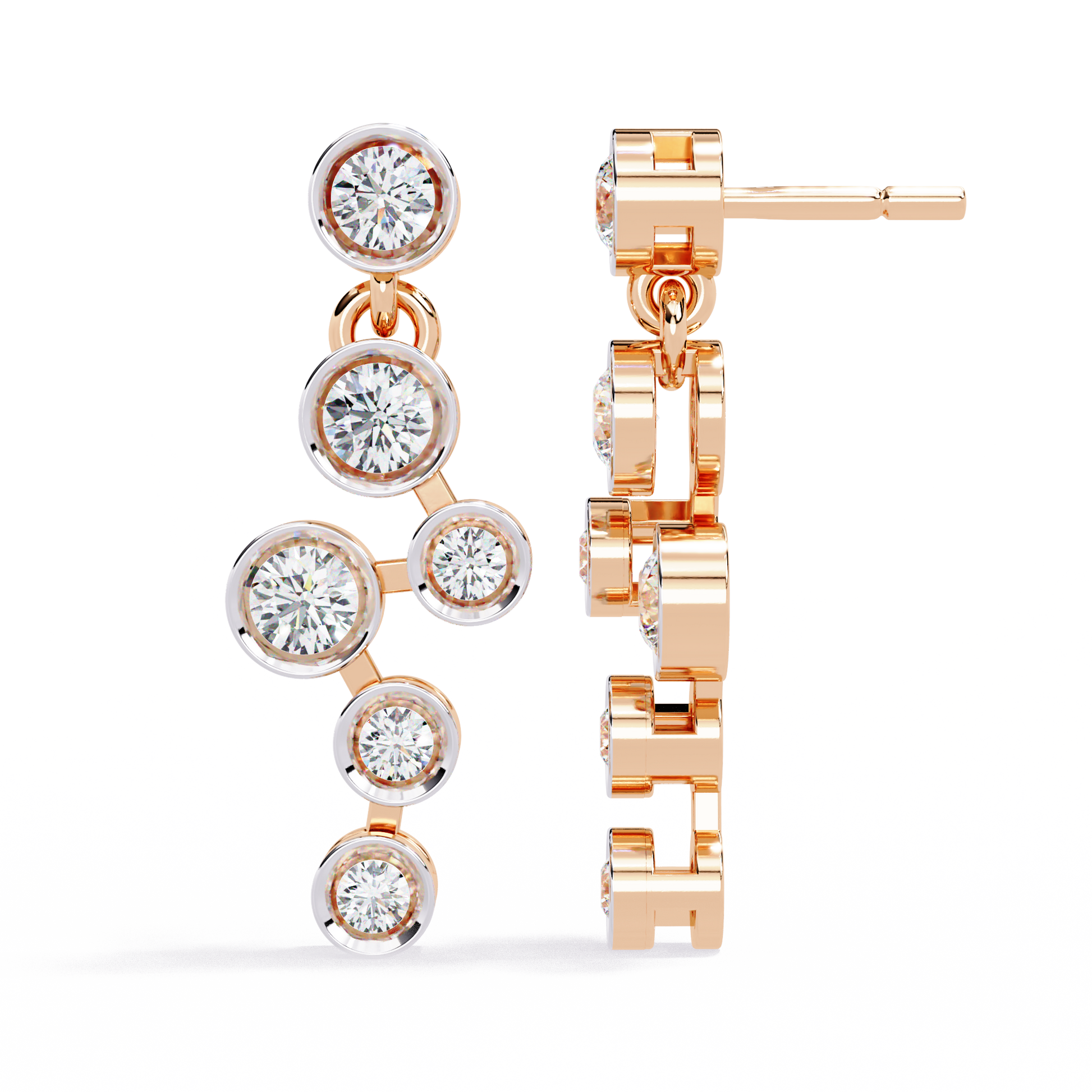 Round Diamond Drop Earrings for Women