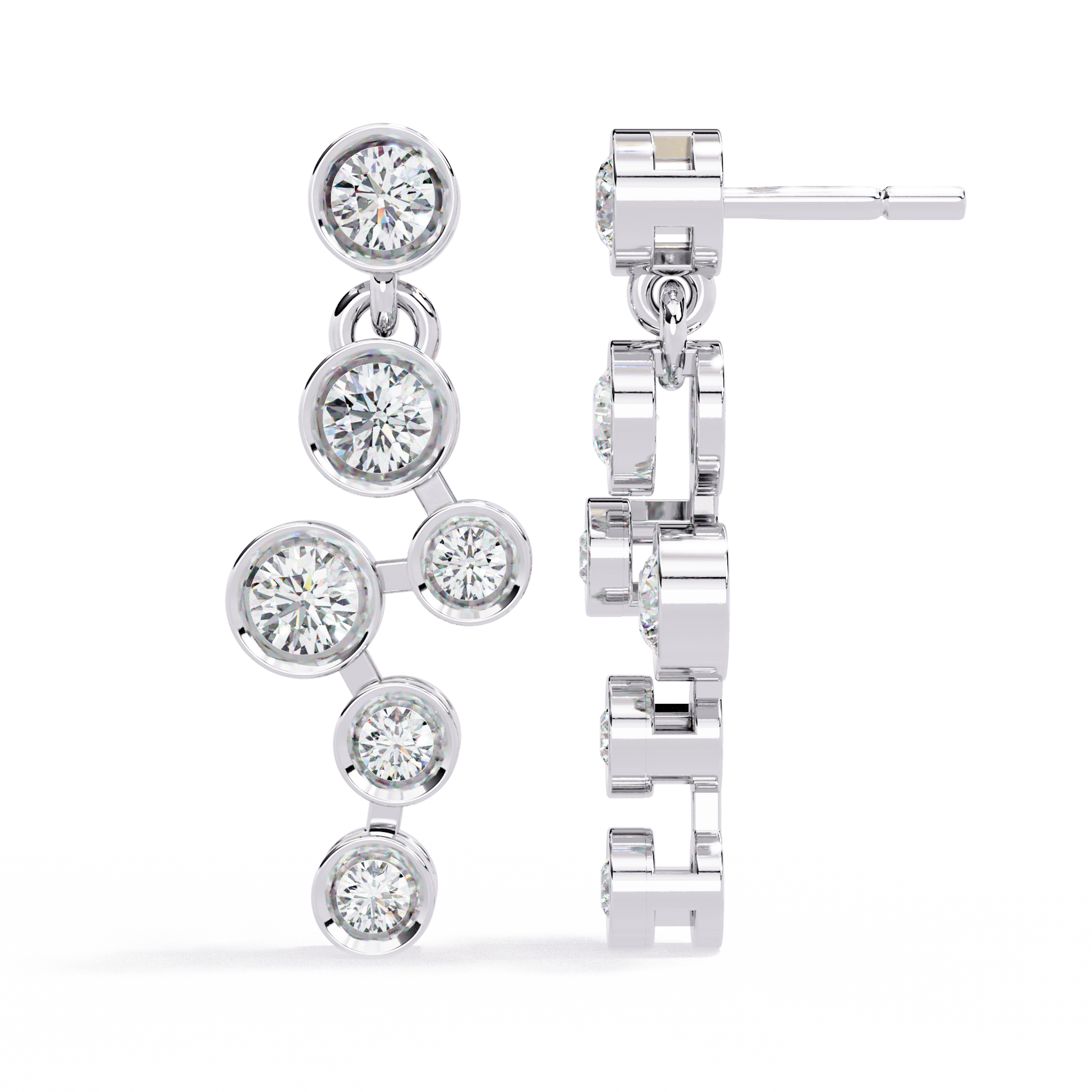 Round Diamond Drop Earrings for Women