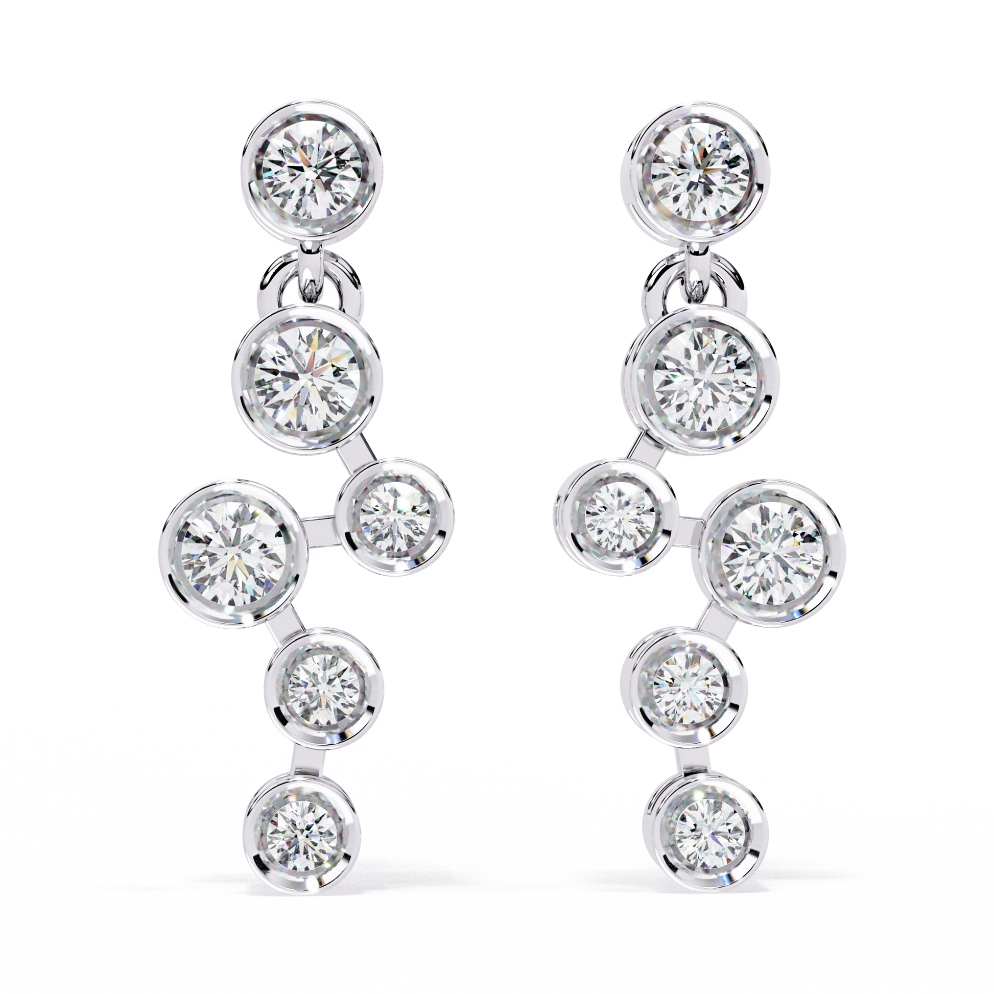 Round Diamond Drop Earrings for Women