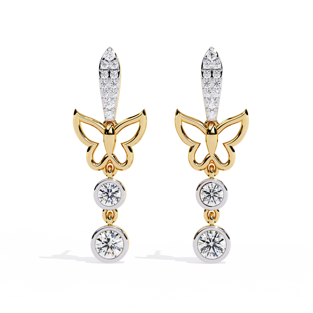 Gold Butterfly Drop Designer Earrings