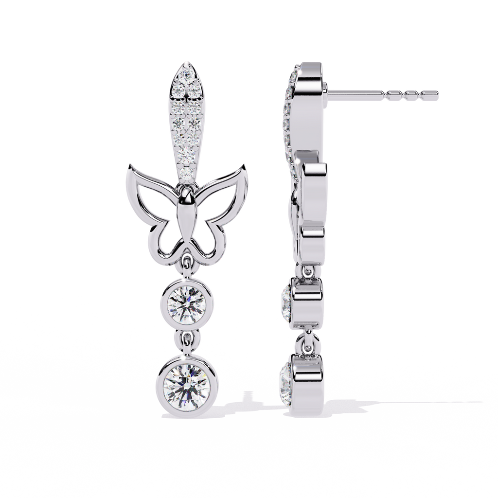 Gold Butterfly Drop Designer Earrings