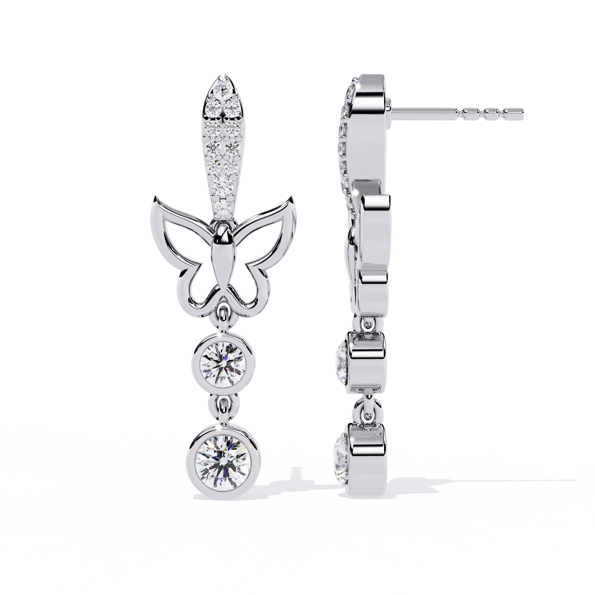 Gold Butterfly Drop Designer Earrings