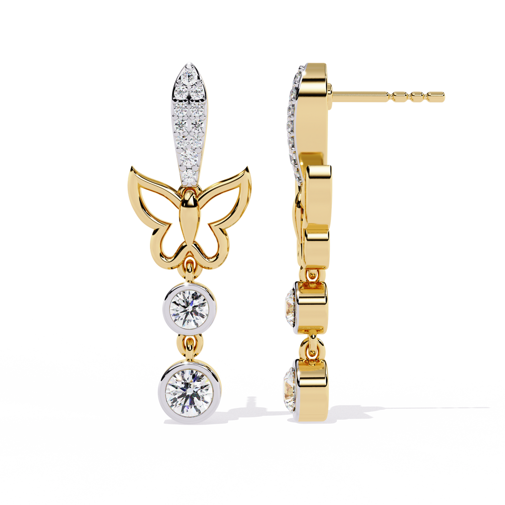 Gold Butterfly Drop Designer Earrings