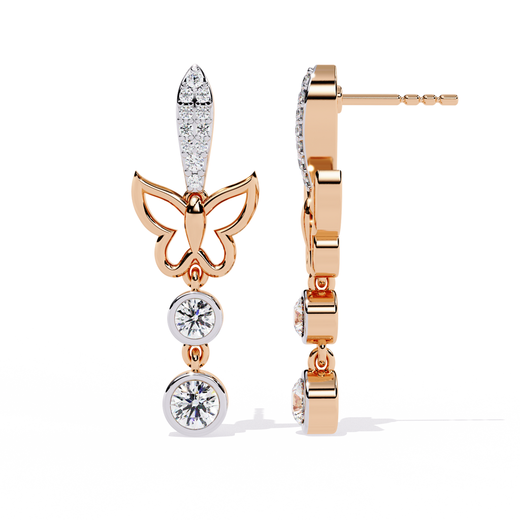 Gold Butterfly Drop Designer Earrings