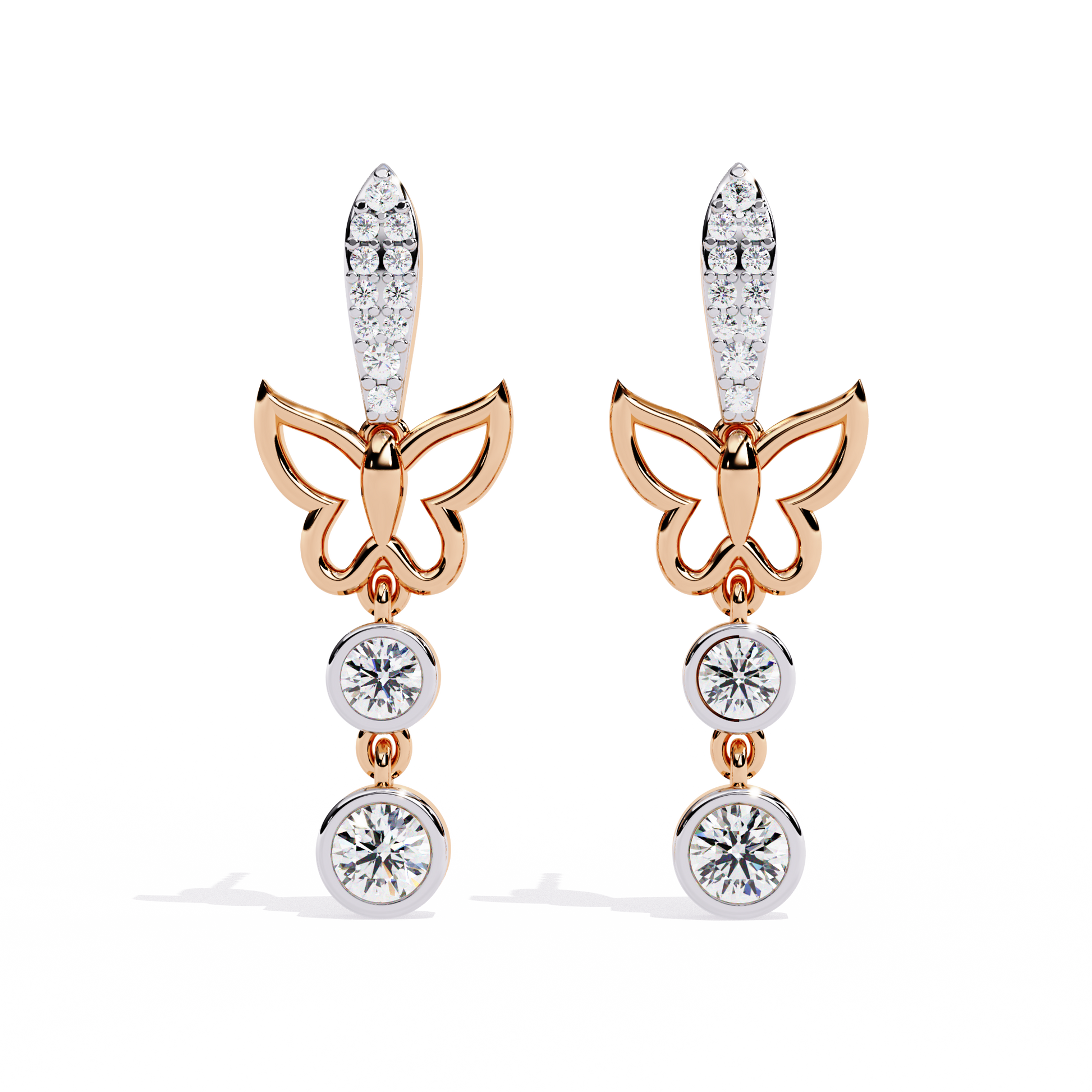 Gold Butterfly Drop Designer Earrings