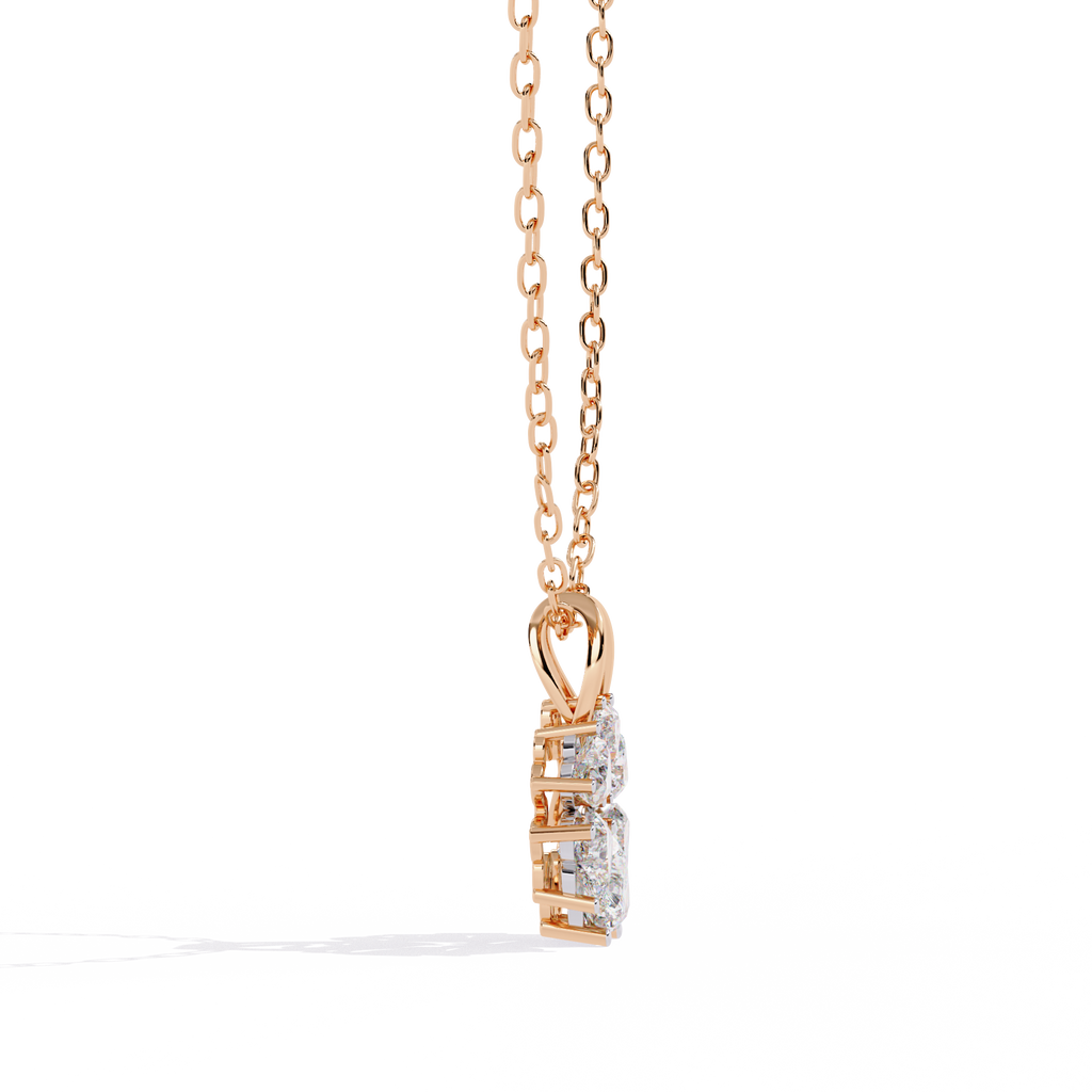 Rose gold gold heart floral lab grown diamond pendant for women in India online