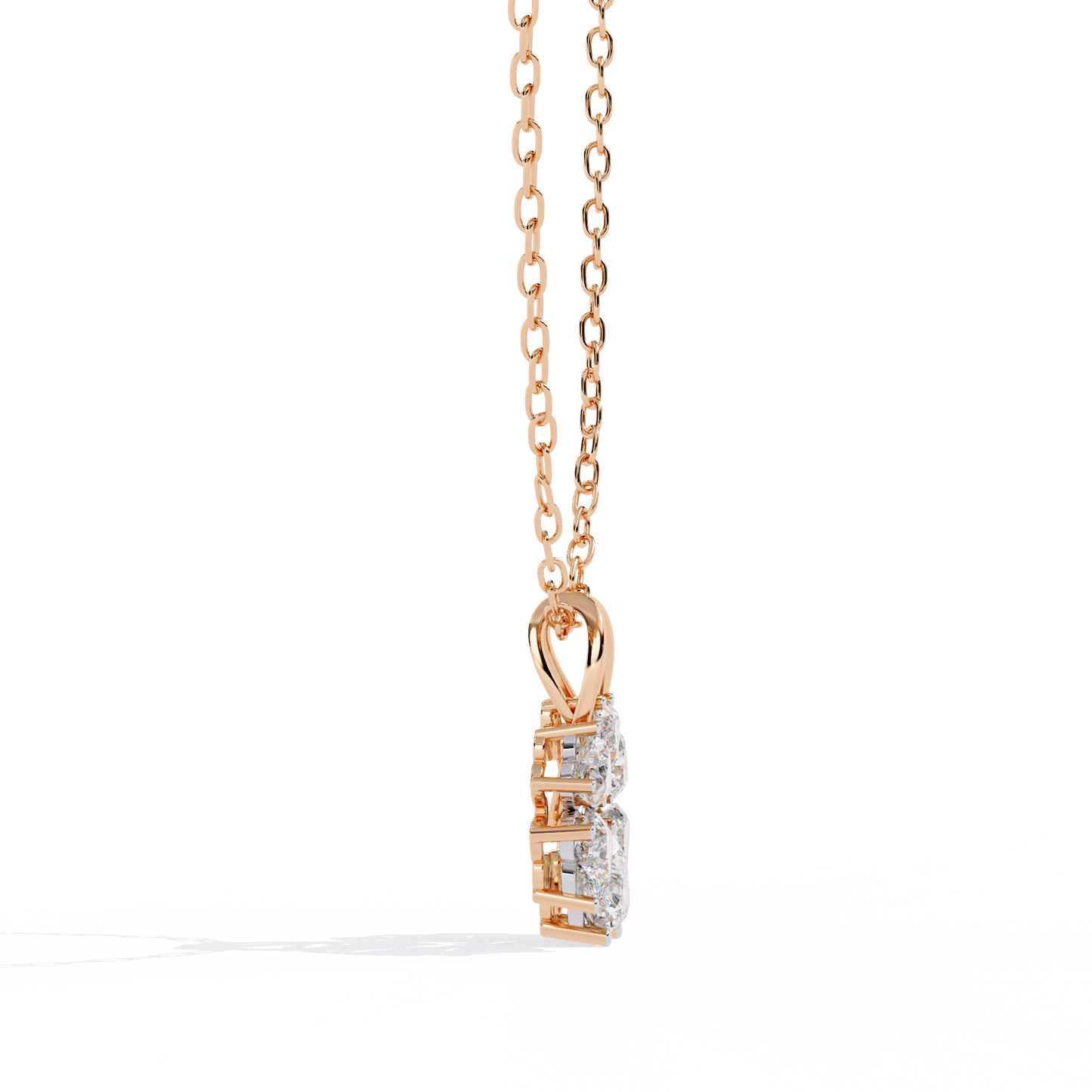 Rose gold gold heart floral lab grown diamond pendant for women in India online
