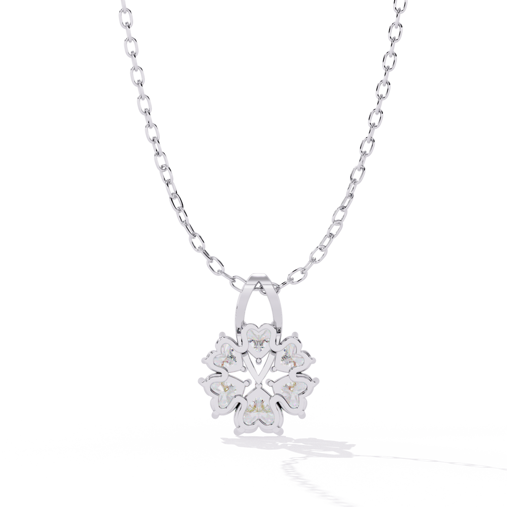 Shop lab grown diamond jewelry online India – heart flower pendant at best price