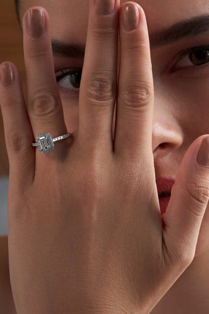 Emerald Halo Ring