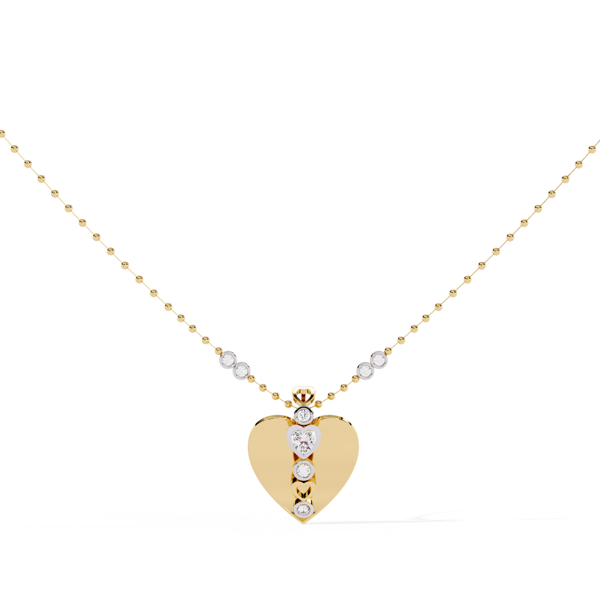 Yellow gold heart pendant with lab grown diamonds for women in India online