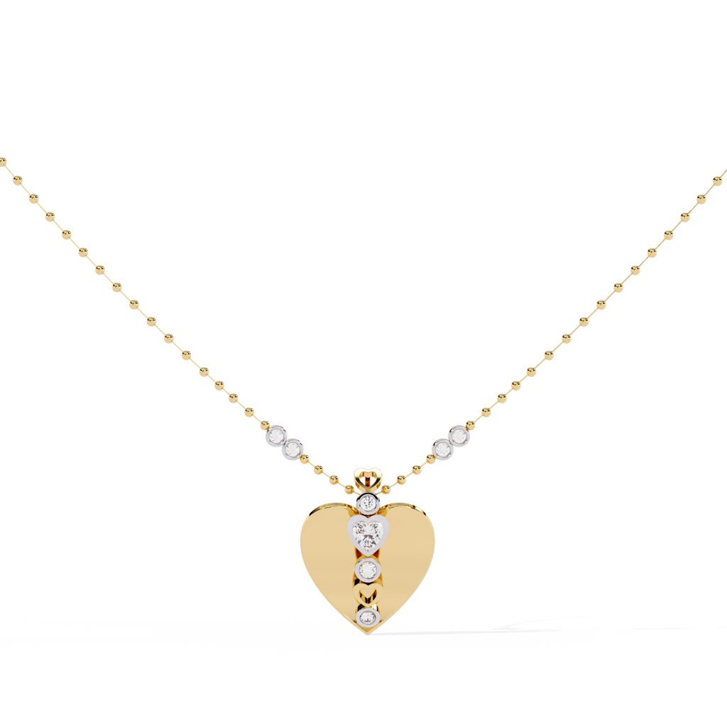 Yellow gold heart pendant with lab grown diamonds for women in India online