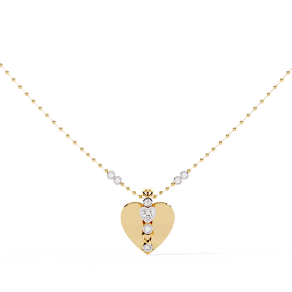 Yellow gold heart pendant with lab grown diamonds for women in India online