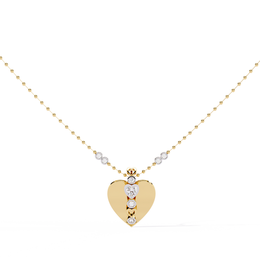 Yellow gold heart pendant with lab grown diamonds for women in India online