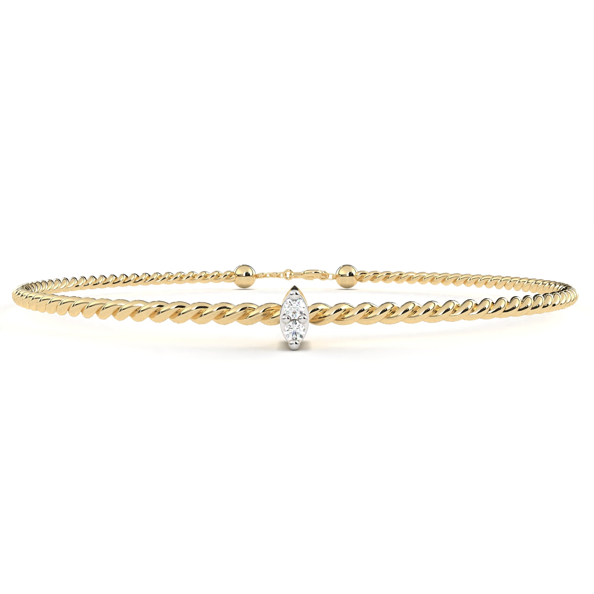 Premium Round Diamond Bracelet – Beaded Design with Solitaire Diamond in the Center
