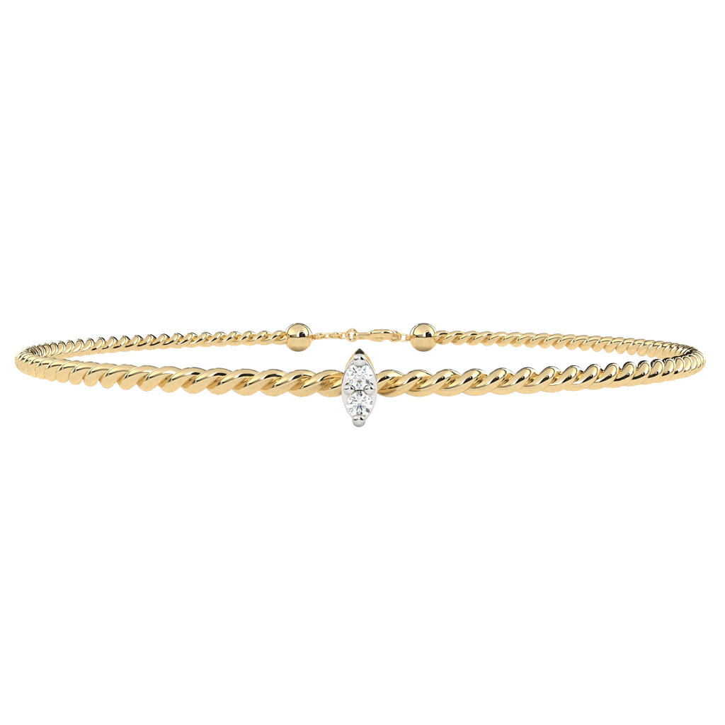 Premium Round Diamond Bracelet – Beaded Design with Solitaire Diamond in the Center