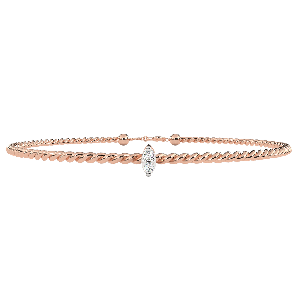 Premium Round Diamond Bracelet – Beaded Design with Solitaire Diamond in the Center