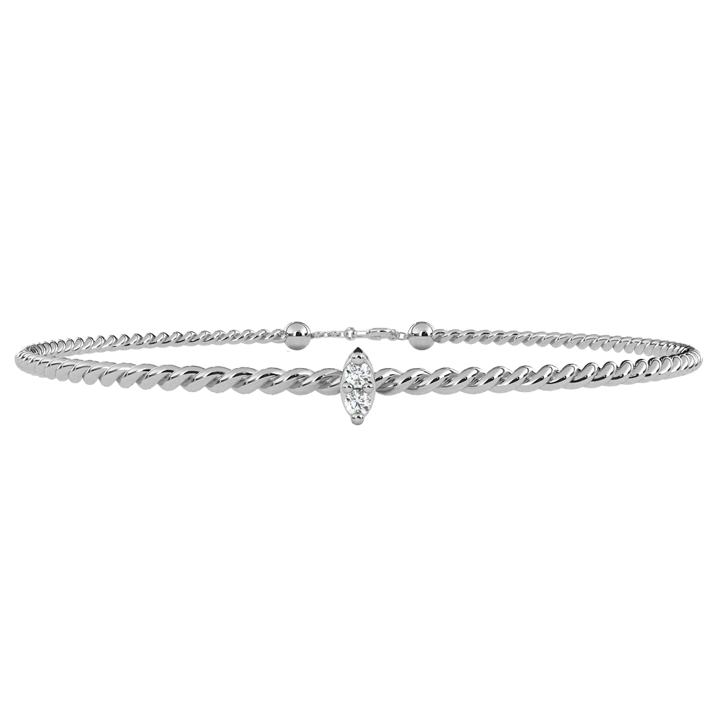 Premium Round Diamond Bracelet – Beaded Design with Solitaire Diamond in the Center