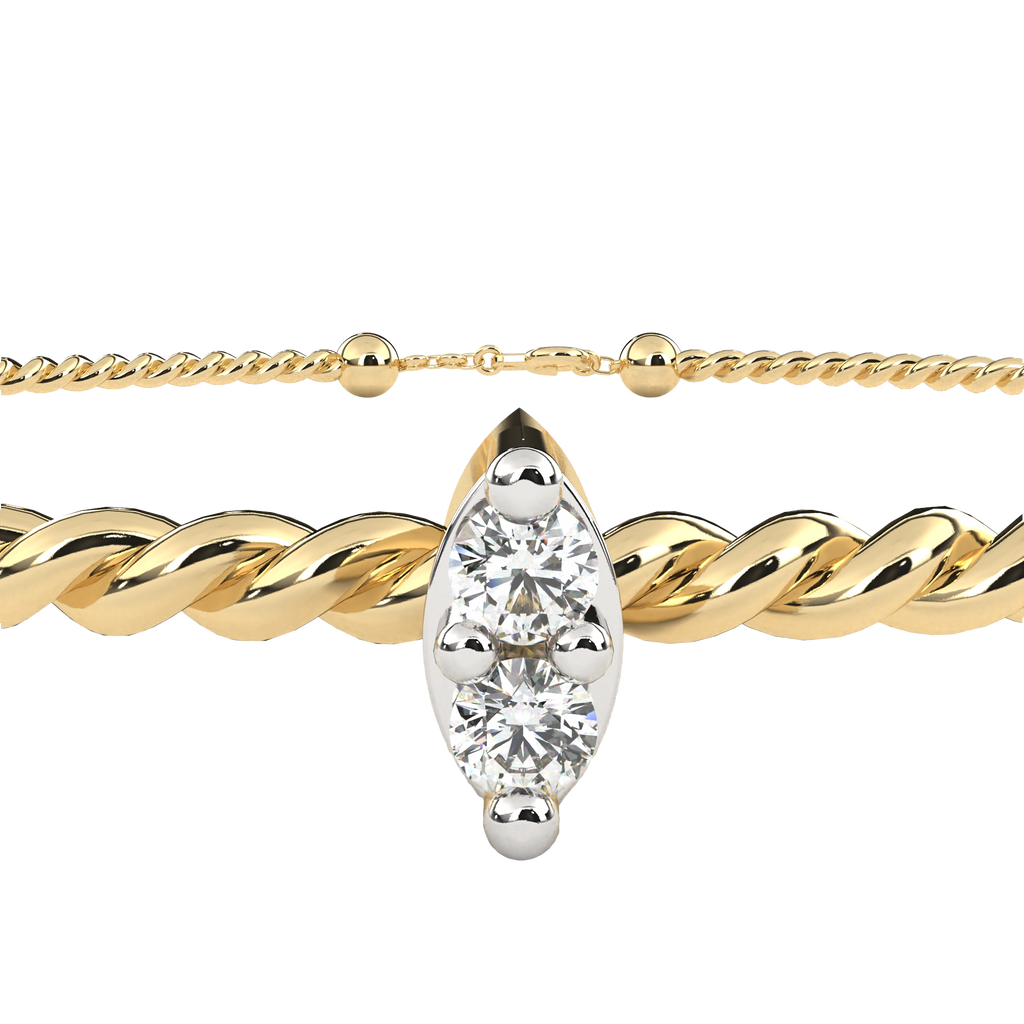 Premium Round Diamond Bracelet – Beaded Design with Solitaire Diamond in the Center