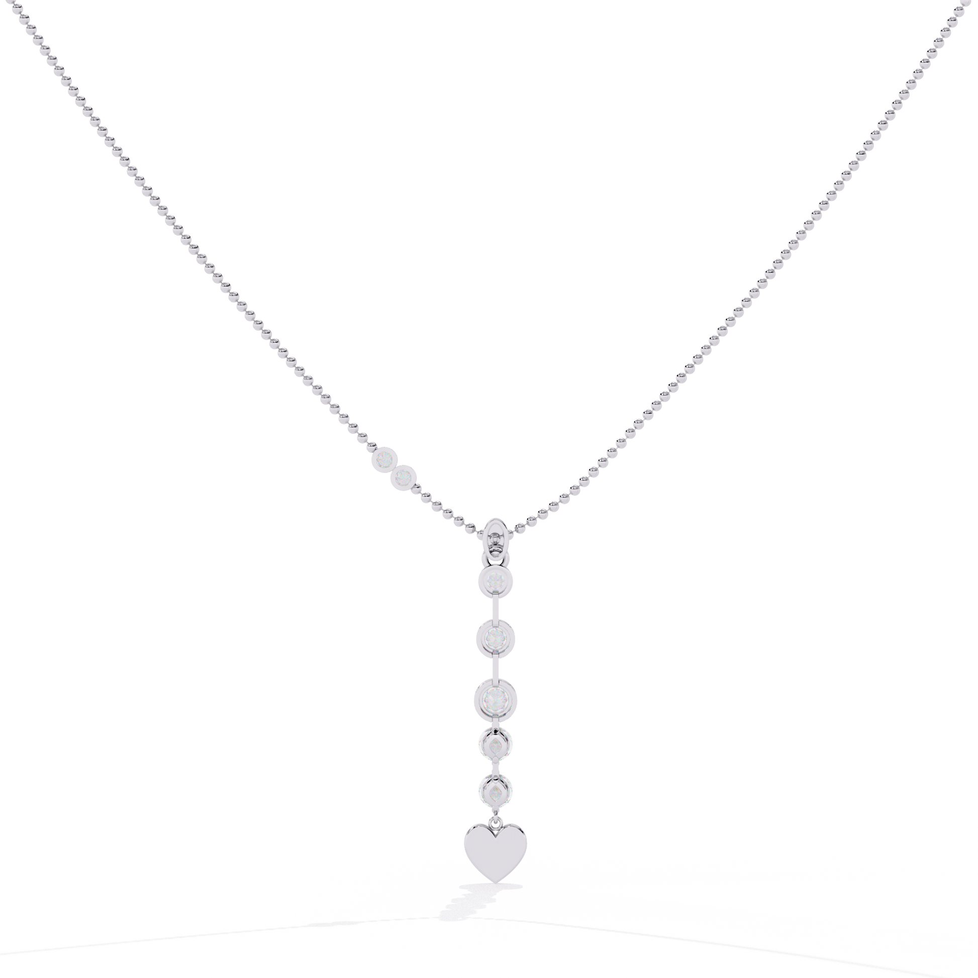 White gold heart drop pendant with five lab grown diamonds – online India jewelry
