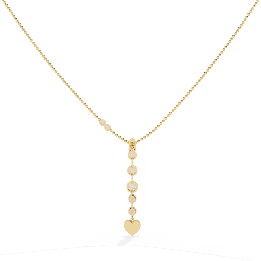 Yellow gold chain pendant with lab grown diamonds and heart charm – for sale in India