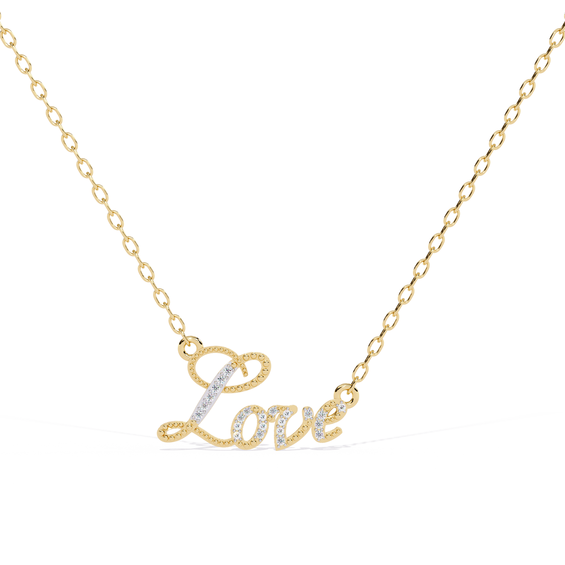 Love script lab grown diamond pendant online in India for women, elegant gift jewelry