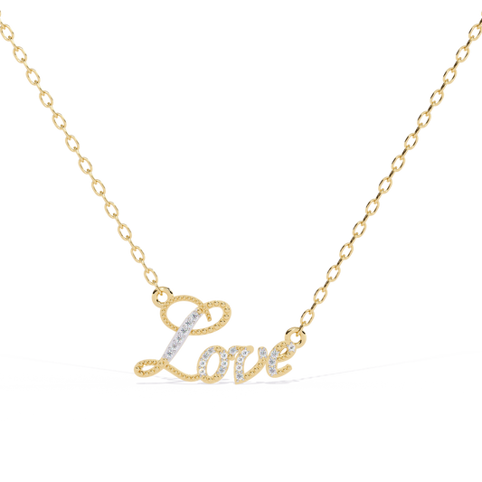Love script lab grown diamond pendant online in India for women, elegant gift jewelry