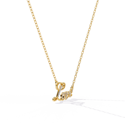 Stylish lab grown diamond pendant with Love engraving, solitaire jewelry for sale