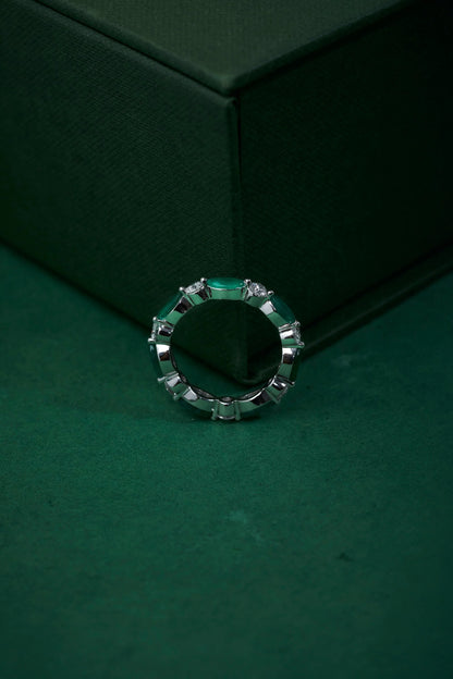 Emerald Stone and Diamond Eternity Band Ring