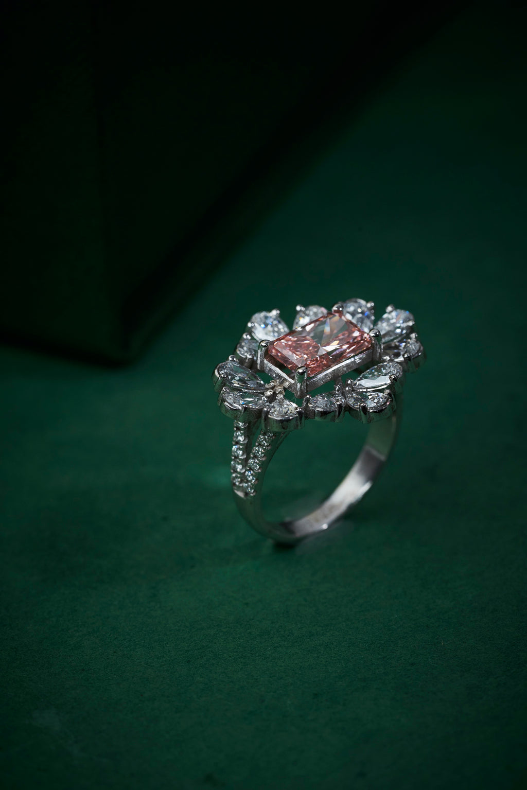 Pink Radiant Cut Ring