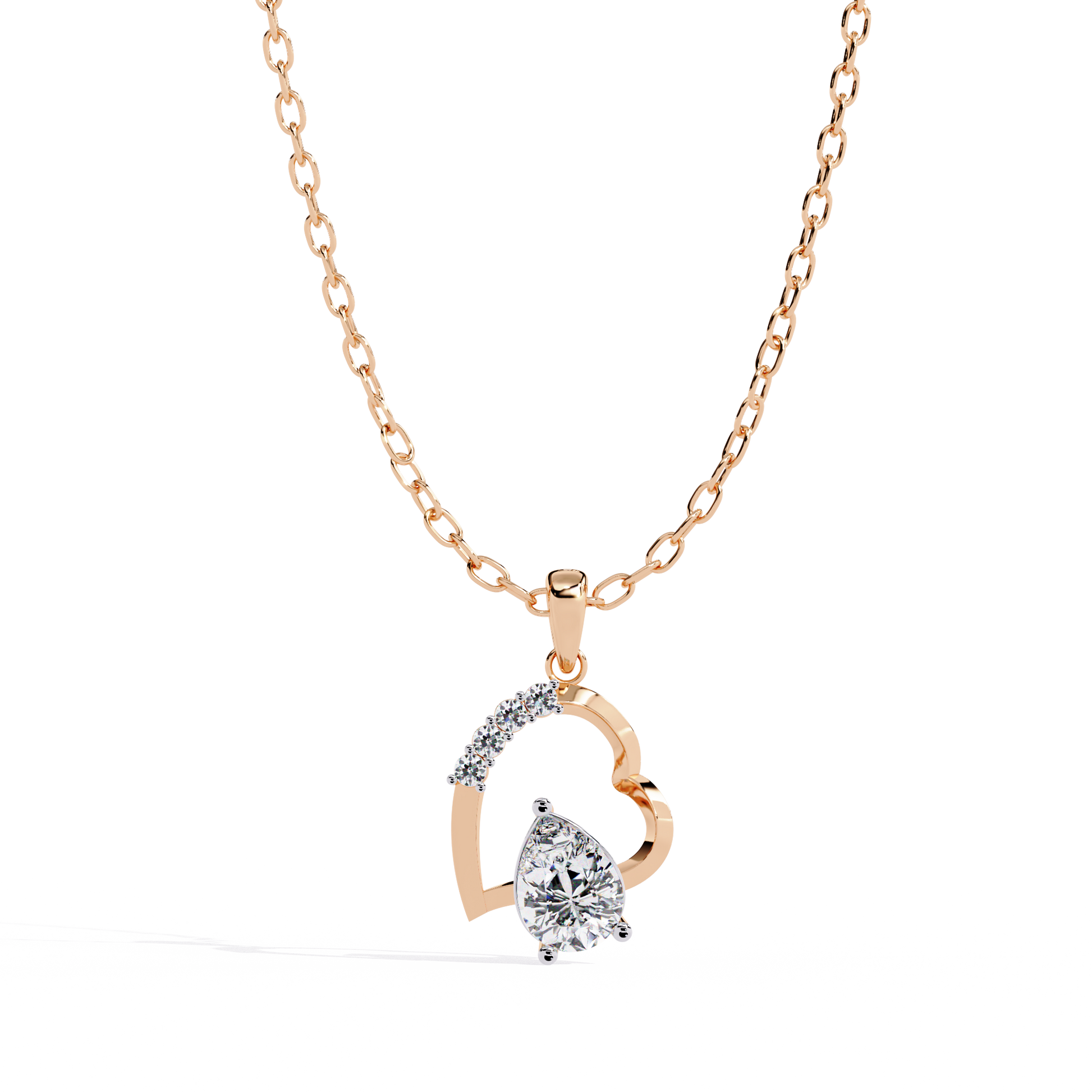 Rose gold lab grown solitaire diamond heart pendant for women – India online shopping
