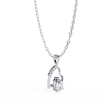 White gold heart shaped lab grown solitaire pendant – available in India at best price
