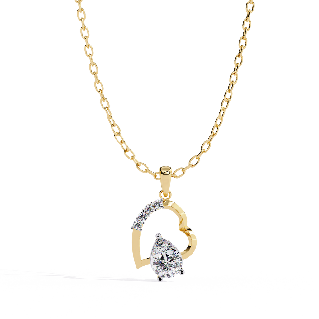 Lab grown diamond heart pendant for women – gold necklace India online