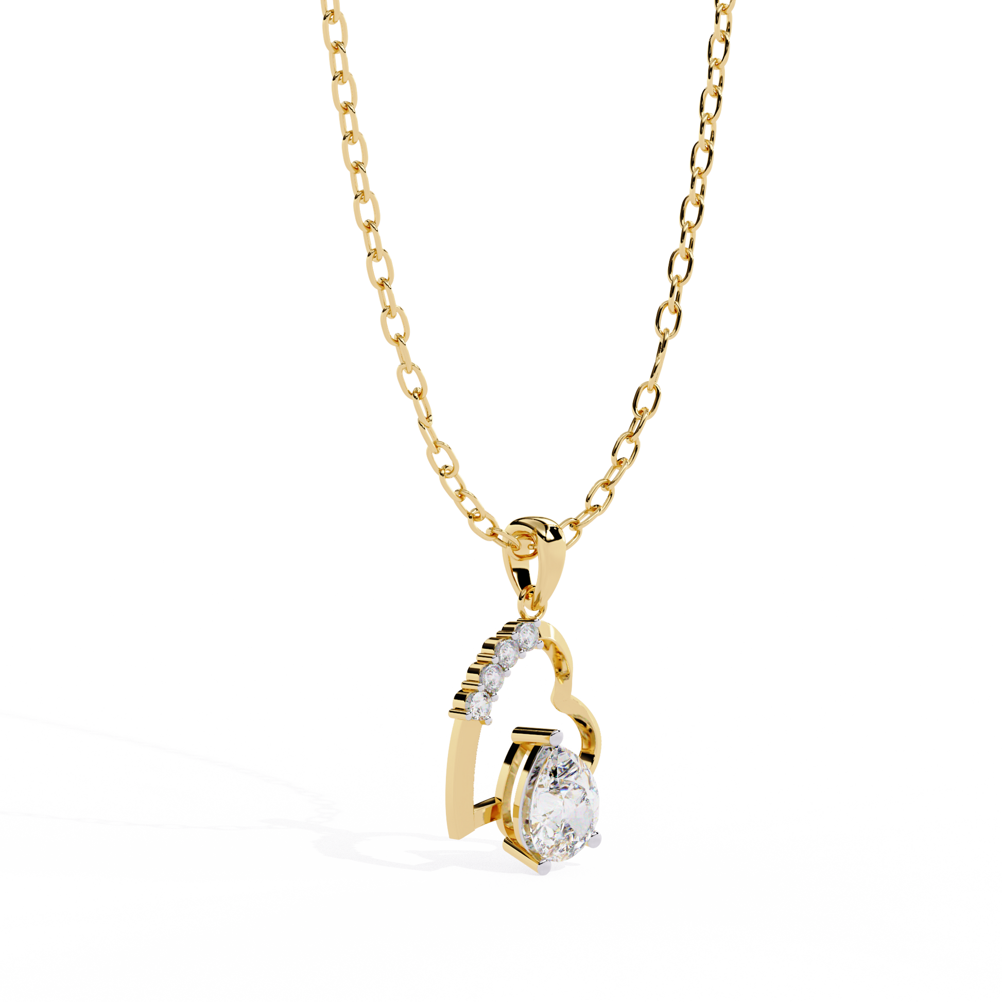 Elegant solitaire heart pendant with pear lab grown diamond – for sale online in India


