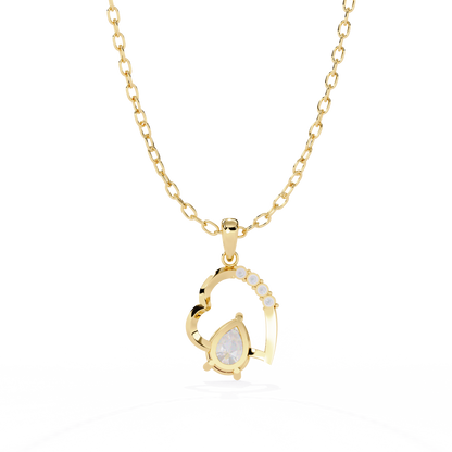 Yellow gold heart pendant with lab grown pear diamond – online India jewelry