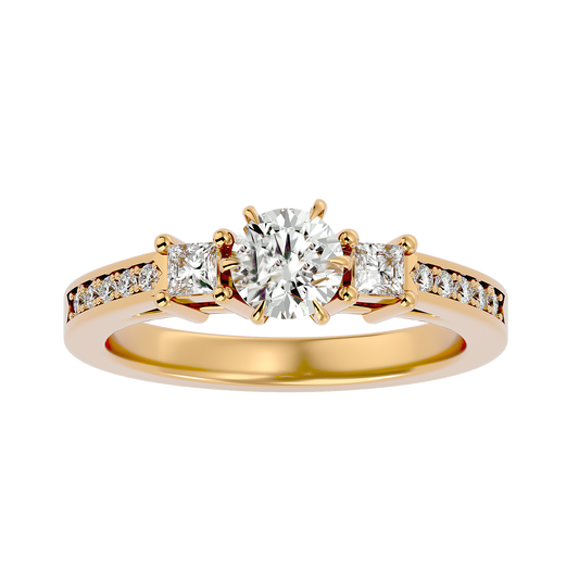 0.10+0.25+0.5  Ct Round + Princess + Round Diamond Ring