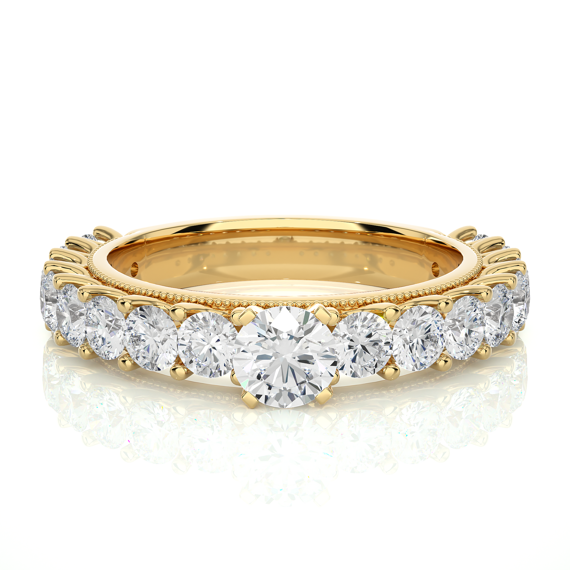 Round Diamond Ring – Solitaire Diamond with Smaller Diamonds